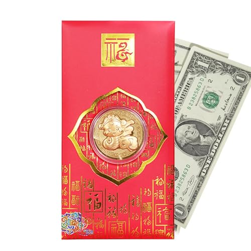 Fravsiu Year of The Snake Coin, Snake Good Luck Coin, Red Envelope Snake Coin, Year of Snake Red Envelope, Prosperity Snake Coin, Snake Coin, Year of The Snake Coin with Red Envelope von Fravsiu