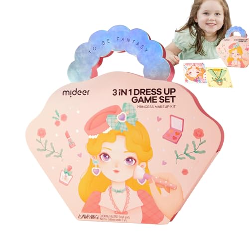 Kostüm-Set zum Anziehen, Aktivitätsbuch mit Aufklebern für , Aufkleberbuch zum Anziehen, Ankleiden für Kinder, Spielzeug für Mädchen, Make-up-Sticker-Set aus Prinzessinnen-Papier von Fravsiu