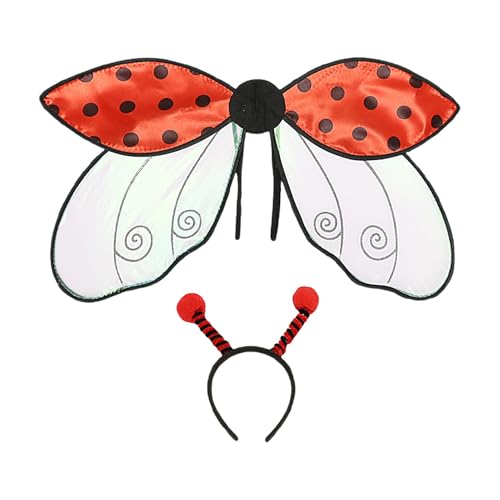 Ladybug Costume, Pretenders Ladybug Wings With Headband, Fun Masquerade Accessories For Kids And Adults, Perfect For Halloween, Dress-Up, Or Cosplay Parties, Cute Ladybug Costume Set von Fravsiu