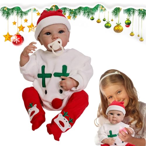 Realistic Reborn Dolls | 19-Inch Early Learning Christmas Themed Doll | Life-Like Baby Doll Toy for Children, Ideal Present for Holiday Season and Early Development, Toddler Baby Dolls von Fravsiu