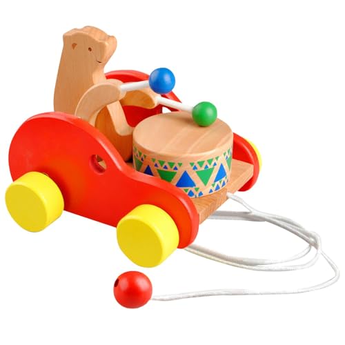 Toddler Wooden Bear Car, Safe Rounded Edges Race Car Toy for Children, Promotes Creative Play and Learning at Home or in Kindergarten, Ideal for Boys and Girls Aged 1-5 Years von Fravsiu