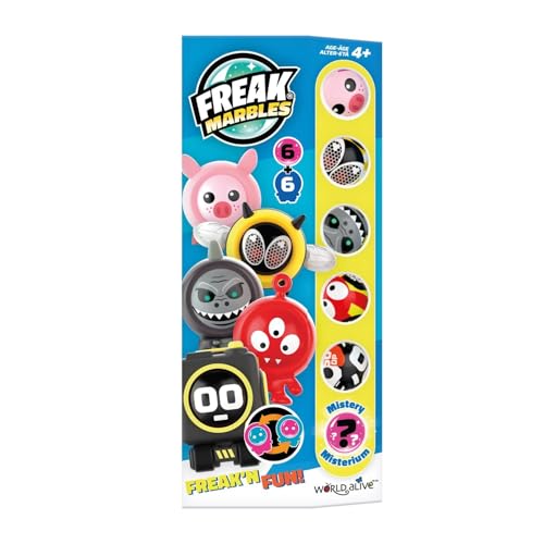 Freak Marbles 2218458 Totem Pack Gelb, Sammelmurmeln 6er Set, inkl. seltener Überraschungsmurmel, Murmeln zum Sammeln, Mixen, Tauschen und Spielen für Kinder ab 4 Jahren, deutsche Edition von Freak Marbles