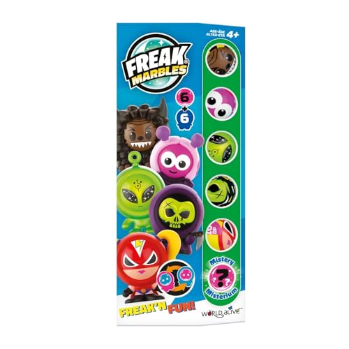 Freak Marbles 2218459 Totem Pack Grün, Sammelmurmeln 6er Set, inkl. seltener Überraschungsmurmel, Murmeln zum Sammeln, Mixen, Tauschen und Spielen für Kinder ab 4 Jahren, deutsche Edition von Freak Marbles