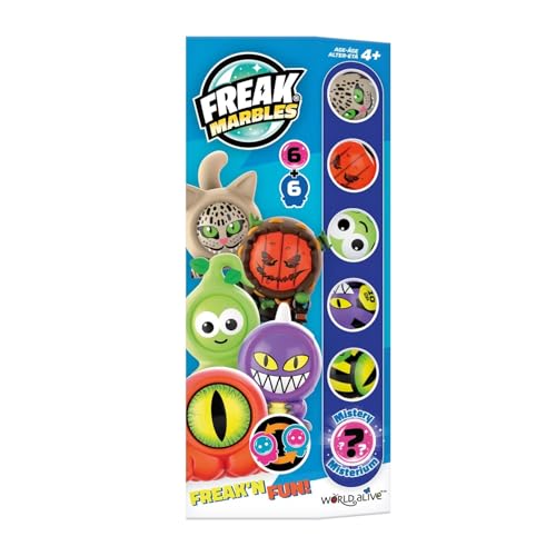 Freak Marbles 2218457 Totem Pack Blau, Sammelmurmeln 6er Set, inkl. seltener Überraschungsmurmel, Murmeln zum Sammeln, Mixen, Tauschen und Spielen für Kinder ab 4 Jahren, deutsche Edition von Freak Marbles