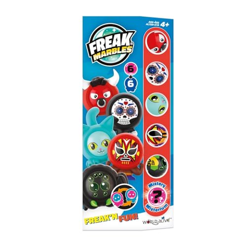 Freak Marbles 2218460 Totem Pack Rot, Sammelmurmeln 6er Set, inkl. seltener Überraschungsmurmel, Murmeln zum Sammeln, Mixen, Tauschen und Spielen für Kinder ab 4 Jahren, deutsche Edition von Freak Marbles