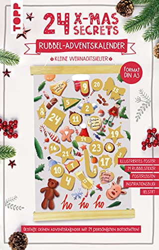 24 X-Mas Secrets - Rubbel-Adventskalender - Kleine Weihnachtshelfer: Gestalte deinen Adventskalender mit 24 persönlichen Botschaften! Mit Poster, 24, Inspirationsbuch mit 240 Ideen, Gelstift von Frech