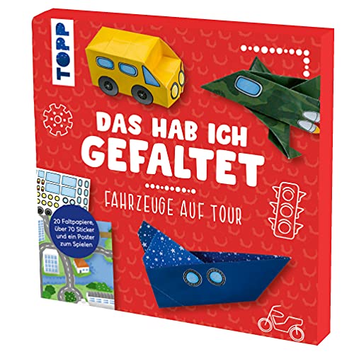 Das hab ich gefaltet Mini-Papierset - Fahrzeuge auf Tour: Papierset zum Falten und Spielen. Mit 30 Faltblättern, über 70 Stickern und Spielposter von Frech