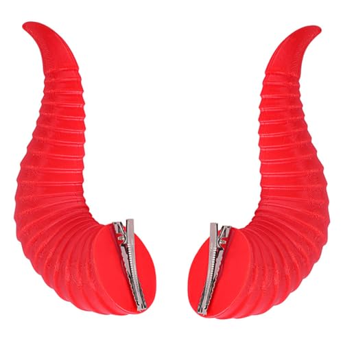 Freebily 2Pcs Halloween Teufelshörner Haarclips Anime Kopfbedeckung Devil Hörner Hair Clips Böse Haarspangen für Damen Mädchen Dunkelrot One Size von Freebily