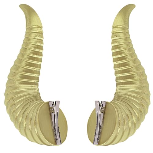 Freebily 2Pcs Halloween Teufelshörner Haarclips Anime Kopfbedeckung Devil Hörner Hair Clips Böse Haarspangen für Damen Mädchen Grünes Gold One Size von Freebily