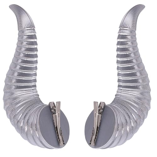 Freebily 2Pcs Halloween Teufelshörner Haarclips Anime Kopfbedeckung Devil Hörner Hair Clips Böse Haarspangen für Damen Mädchen Silber One Size von Freebily