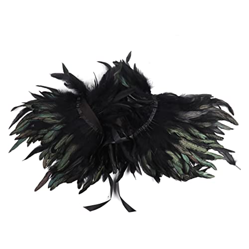 Freebily Damen Gothic Federn Schal Umhang Umschlagtücher Elegant Schulter Flügel Fasching Karneval Halloween Retro Party Maskerade Rabe Kostüm Schwarz C One Size von Freebily