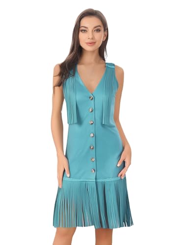 Freebily Damen Kostüm Cowgirl Outfit Fransenweste Fransenrock Set Mode Western Boho Festival Party Outfit Freebily Damen Kostüm Cowgirl Outfit Fransenweste Fransenrock Set Mode Western Boho Festival Party Outfit von Freebily