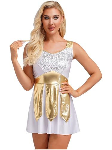 Freebily Damen Kostüm Gladiatorin Römische Kriegerin Kleid Glitzer Kriegerische Wappenrock-optik Erwachsene Karneval Faschingskostüme Weiß L Freebily Damen Kostüm Gladiatorin Römische Kriegerin Kleid Glitzer Kriegerische Wappenrock-optik Erwachsene Karneval Faschingskostüme Weiß L von Freebily