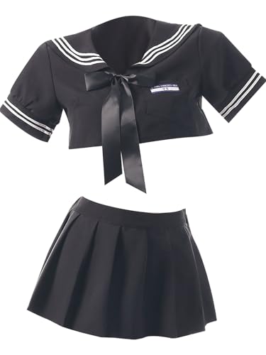 Freebily Damen Kostüm Schulmädchen Jk School Uniform Japanischer Matrosen Outfit Matrosen Bluse Faltenrock Set Schwarz L Freebily Damen Kostüm Schulmädchen Jk School Uniform Japanischer Matrosen Outfit Matrosen Bluse Faltenrock Set Schwarz L von Freebily