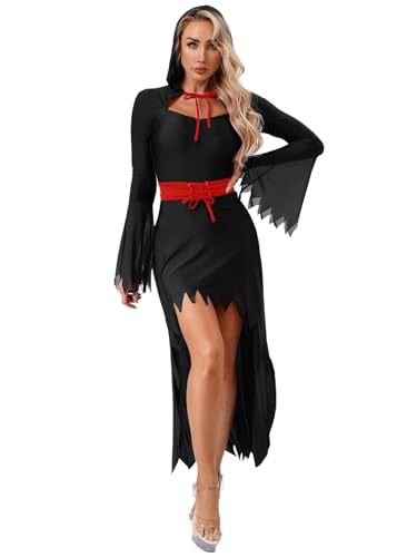 Freebily Damen Kostüm Teufel Kleid Mit Kapuze Dämon Satan Kleidung Frauen Halloween Faschingskostüme Cosplay Outfit Schwarz S Freebily Damen Kostüm Teufel Kleid Mit Kapuze Dämon Satan Kleidung Frauen Halloween Faschingskostüme Cosplay Outfit Schwarz S von Freebily