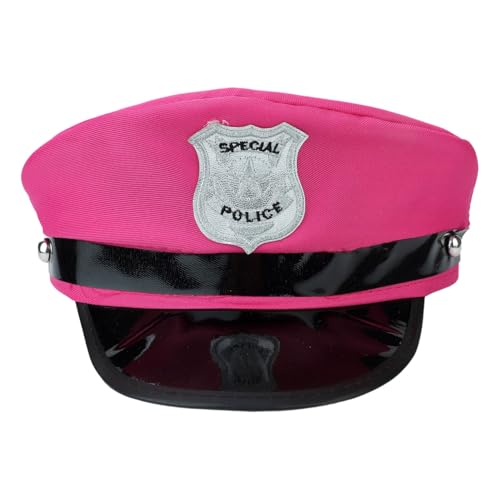 Freebily Damen Polizeimütze Pilotenbrille Set Cop Cap Kapitänsmütze Karneval Party Halloween Mottoparty Polizei Kostüm Zubehör Cosplay Requisiten Rosa Hut One Size von Freebily