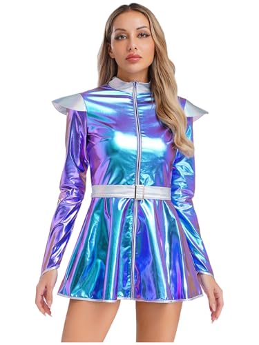 Freebily Frauen Alien Kostüm Space Girl Kleid Metallic Glitzer Minikleid Weltraum Party Outfit Für Halloween Karneval Fasching Blau XXL Freebily Frauen Alien Kostüm Space Girl Kleid Metallic Glitzer Minikleid Weltraum Party Outfit Für Halloween Karneval Fasching Blau XXL von Freebily