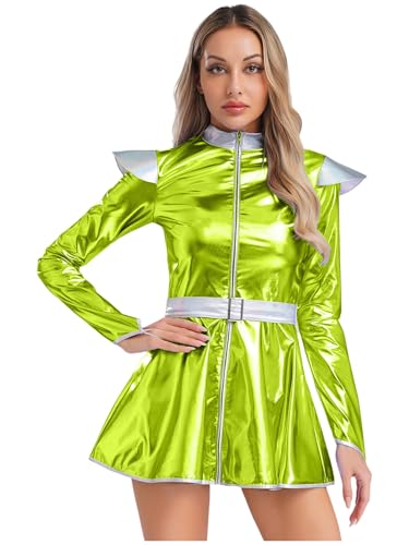 Freebily Frauen Alien Kostüm Space Girl Kleid Metallic Glitzer Minikleid Weltraum Party Outfit Für Halloween Karneval Fasching Grün XXL Freebily Frauen Alien Kostüm Space Girl Kleid Metallic Glitzer Minikleid Weltraum Party Outfit Für Halloween Karneval Fasching Grün XXL von Freebily