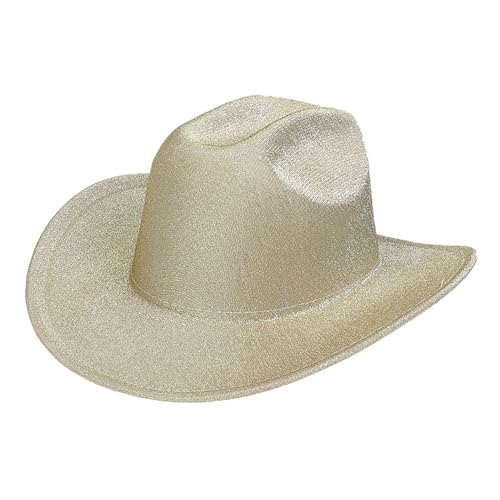 Freebily Glitzer Cowboyhut Breite Krempe Cap Glitzernde Jazz Hut Disco-Hut Kopfbedeckung für Halloween Karneval Fasching Stage Performance Sekt One Size von Freebily