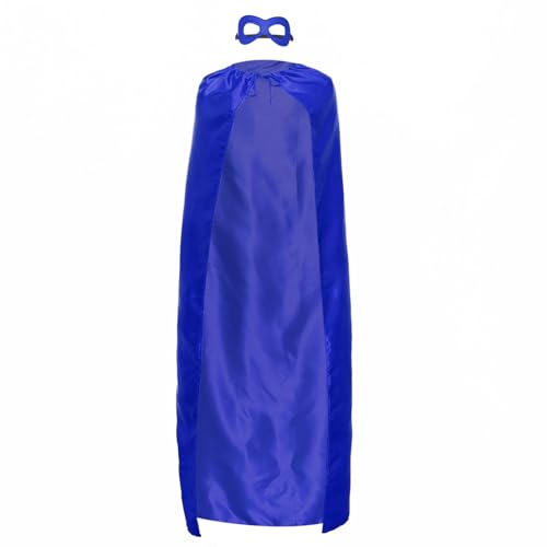 Freebily Halloween 2-teiliges Superhelden Kostüm Set Umhang mit Halbmaske Vampir Cape Umhang Augenmaske für Erwachsene Karneval Party Blau One Size von Freebily