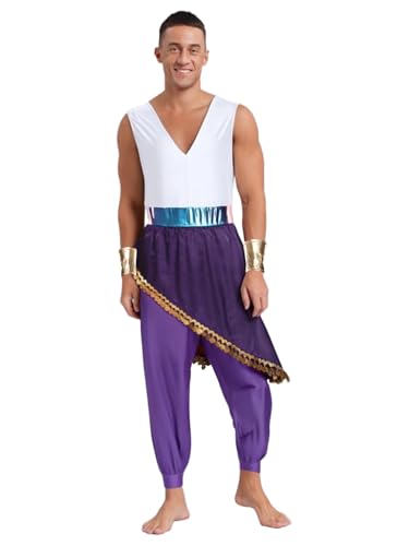 Freebily Herren Arabischer Prinz Kostüm Jumpsuit Ärmellos Manschetten Set Flaschengeist Kostüm Fasching Halloween Party Violett M Freebily Herren Arabischer Prinz Kostüm Jumpsuit Ärmellos Manschetten Set Flaschengeist Kostüm Fasching Halloween Party Violett M von Freebily