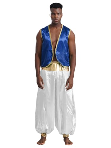 Freebily Herren Arabischer Prinz Kostüm Weste Aladdinhose Männer Fasching Halloween Kostüm Orient Flaschengeist Cosplay Mottoparty Outfit Königsblau&Weiß 4XL Freebily Herren Arabischer Prinz Kostüm Weste Aladdinhose Männer Fasching Halloween Kostüm Orient Flaschengeist Cosplay Mottoparty Outfit Königsblau&Weiß 4XL von Freebily