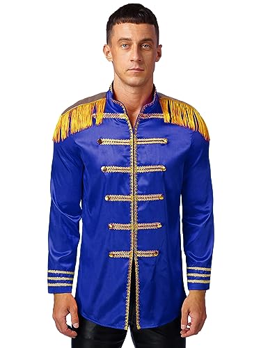 Freebily Herren Kostüm Zirkus Zirkusdirektor Jacke Langarm Mit Fransen-Schulterklappe Ringmaster Outfit Mantel Halloween Fasching Kostüm Königsblau S von Freebily