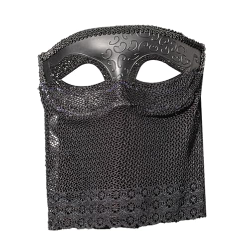 Freebily Herren Maskerade Maske Venezianische Maske mit Schleier Vintage Halbe Gesichtsmasken Halloween Augenmaske Mottoparty Cosplay Schwarz A One Size von Freebily