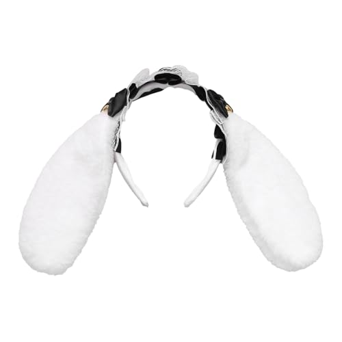 Freebily Lolita Hasenohren Stirnband Plüsche Ostern Kaninchenohren Haarreife Bunny Spitze Haarschmuck Kopfbedeckung Fasching Cosplay Schwarz One Size von Freebily