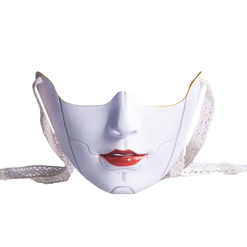 Freebily Maskerade Maske Halloween Cyber Phantom Maske Venezianische Maske Japanische Geistermaske Cosplay-Maske für Karneval Fasching Mottoparty Halb gefärbt One Size von Freebily