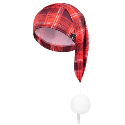 Freebily Unisex Zipfelmütze Nachtmütze Schlafmütze Plaid Nachthaube Kopfbedeckung für Mottoparty Karneval Cosplay Zubehör Rot&Weiß One Size von Freebily