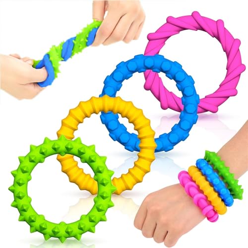 Sensorischen Armbänder, 4er Pack Wristband Dekompression Spielzeug, Sensory Zappeln Anti Stress Spielzeug für Kinder Jungen Mädchen Stressabbau & Angstlust, Autismus Und ADHS von Freefire