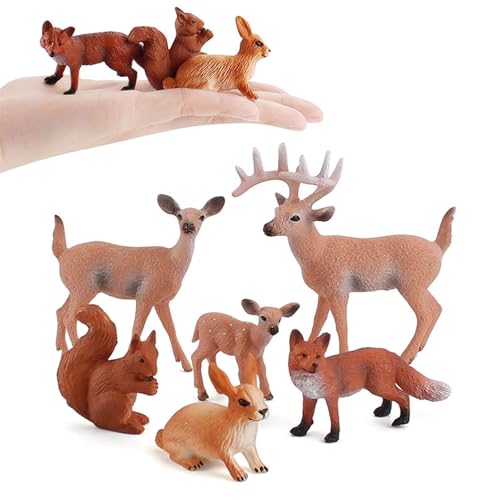 Tierfiguren 6 Stück Kunststoff Waldtiere Figuren Deer Figuren Ornamente, Geburtstagsgeschenk, Kuchen Topper Weihnachten für Kinder von Freefire