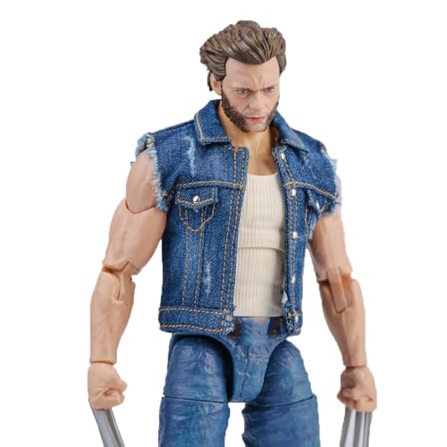 1/12 Skala Männliche Kleidung, Männliche Denim Weste Armellose Jacke Mantel Tops Kleidung für 6inch Action Figur Körper (Denim-Weste) von Fremego