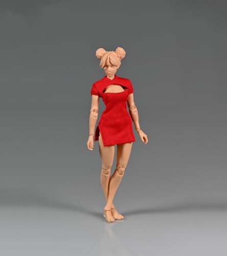 1/12 Skala Weibliche Kleidung, Weibliche Cheongsam Kleid lange Rock Kleidung für 6inch Action Figur Körper (Rot) von Fremego