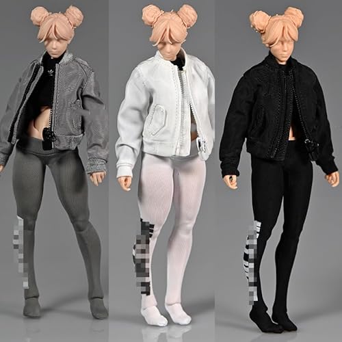 1/12 Skala Weibliche Kleidung, Weibliche Fliegende Jacke Mantel Enge Hose Leggings Outfit Kleidung für 6inch Action Figur Körper (1Stück weiße Jacke) von Fremego