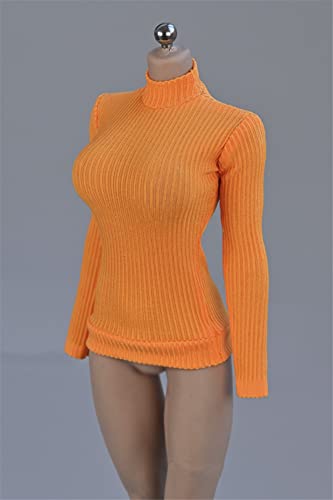 1/12 Skala Weibliche Kleidung, Weibliche Stretch Engen Pullover Dicken Gestreiften Bottoming Shirt Kostüm für 6inch Action Figur (Orange) von Fremego