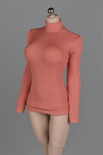 1/12 Skala Weibliche Kleidung, Weibliche Stretch Engen Pullover Dicken Gestreiften Bottoming Shirt Kostüm für 6inch Action Figur (Rot) von Fremego