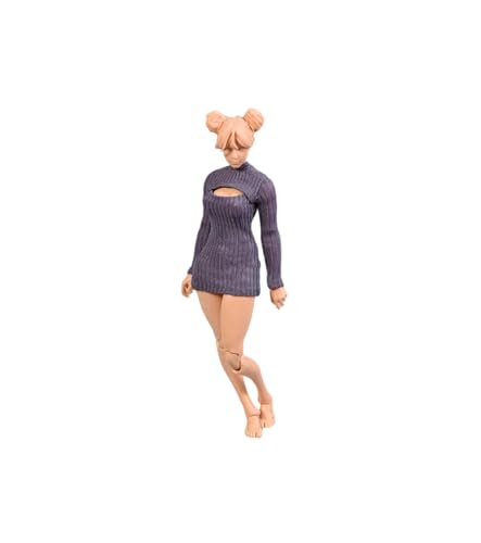1/12 Skala Weibliche Kleidung, Weibliche Stretch Tight Open Chest Sweater Bottoming Shirt Kleidung für 6inch Action Figur Körper (Dunkles Lila) von Fremego
