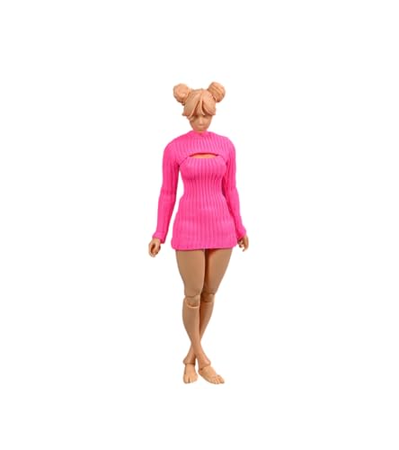 1/12 Skala Weibliche Kleidung, Weibliche Stretch Tight Open Chest Sweater Bottoming Shirt Kleidung für 6inch Action Figur Körper (Rosa) von Fremego