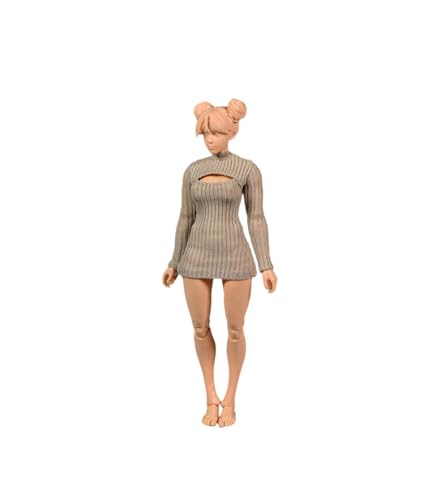 1/12 Skala Weibliche Kleidung, Weibliche Stretch Tight Open Chest Sweater Bottoming Shirt Kleidung für 6inch Action Figur Körper (Sand Farbe) von Fremego