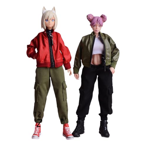 1/12 Skala weibliche Kleidung, Weibliche Pilot Jacke Mantel Tops Kleidung für 6inch Action Figur Körper (Rot) von Fremego