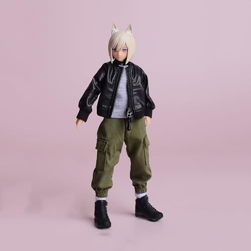 1/12 Skala weibliche Kleidung, Weibliche Pilot Jacke Mantel Tops Kleidung für 6inch Action Figur Körper (Schwarz) von Fremego