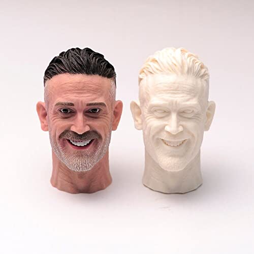 1/6 Maßstab Männlich Kopf Skulptur,Europäischer Mann Jeffrey Dean Morgan Langer Hals Unbemalt Kopf Geschnitzt für 12'' Soldat Action Figur Körper Puppe (B) von Fremego