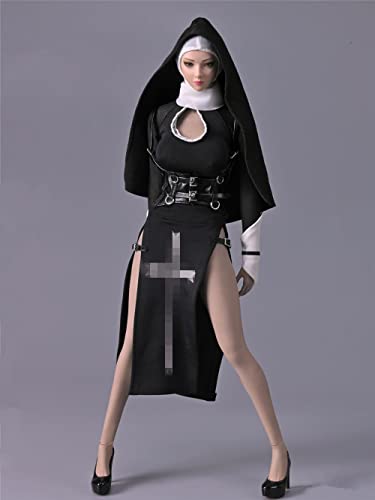 1/6 Maßstab Weibliche Kleidung,Nonne Kopftuch Umhang Jumpsuit Rock Unterwäsche High-Heels Schuhe Kostüm Outfit Kleidung für 12inch PH TBL JO Weibliche Action Figur Körper (A) von Fremego