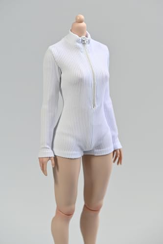 1/6 Maßstab Weibliche Kleidung,Weiblicher Langärmeliger Bodysuit Badeanzug Taucheranzug Outfit Kleidung für 12inch PH TBL JO Action Figur Körper (Weiß) von Fremego