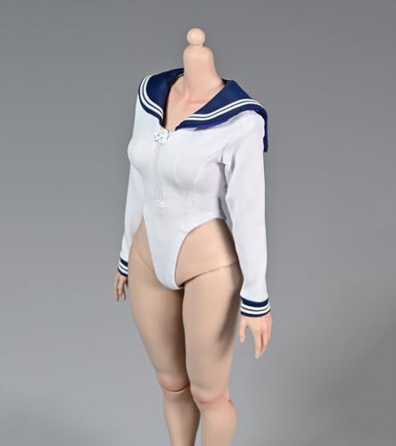 1/6 Maßstab Weibliche Kleidung,Weiblicher Langärmeliger Bodysuit Badeanzug Taucheranzug Outfit Kleidung für 12inch PH TBL JO Action Figur Körper (Weiße Hohe Gabel) von Fremego