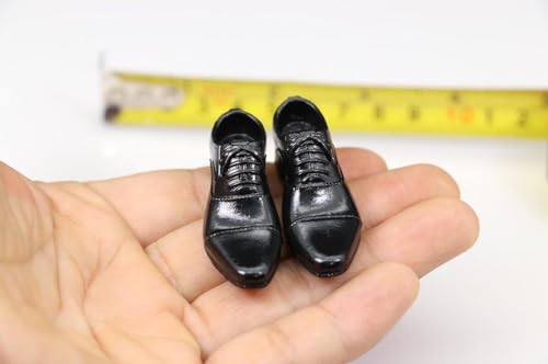 1/6 Skala Männliche Schuhe, Herren Kunststoff Solide Schuhe Lederschuhe Zubehör für 12inch Männliche Soldat Action Figur Körper (Schwarze Lederschuhe) von Fremego