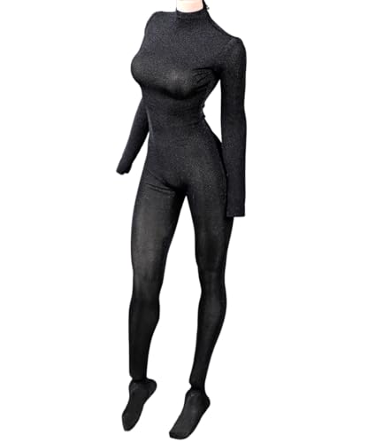 1/6 Skala Weibliche Enge Bodysuit Langärmelige Jumpsuit Bottom Coat Kleidung für 12inch PH TBL JO Action Figur Körper (Schwarz) von Fremego