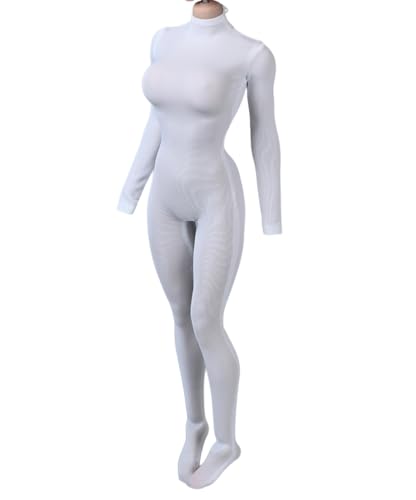 1/6 Skala Weibliche Enge Bodysuit Langärmelige Jumpsuit Bottom Coat Kleidung für 12inch PH TBL JO Action Figur Körper (Weiß) von Fremego